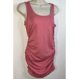 Sundance Catalog Gentle Graces Tank‎ M Ruched Cotton Stretch Pink Rose